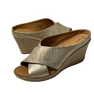 b.o.c Gold Metallic Espadrille Wedge Mule Sandals Size 11